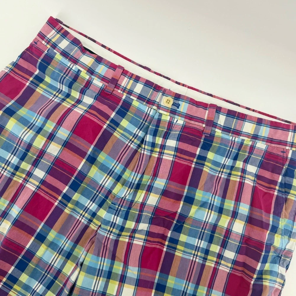 Polo Golf Ralph Lauren Shorts Mens 36 Multi Color Plaid Linus Fit Cotton Madras